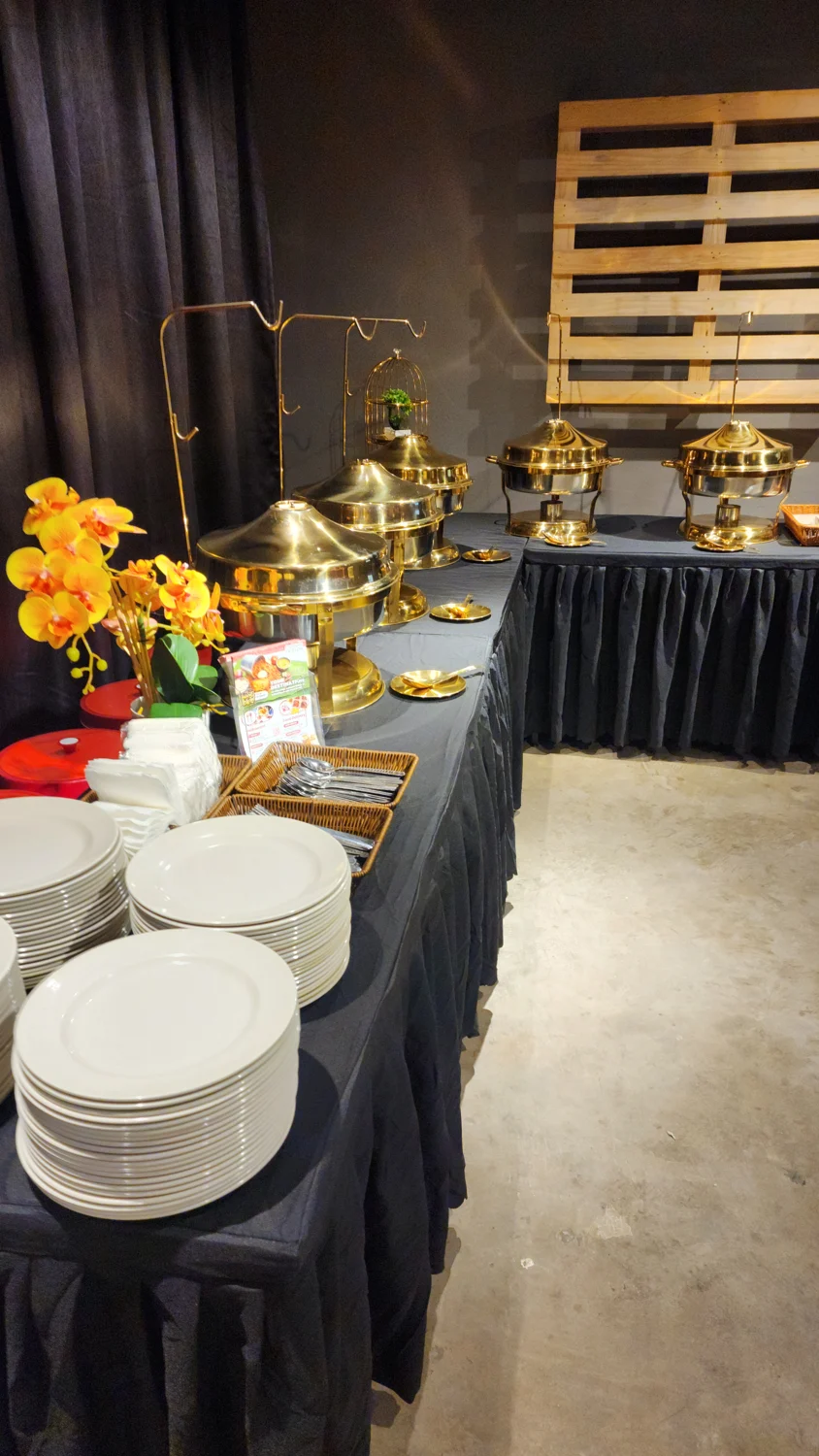 Our indoor buffet setup
